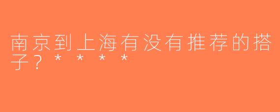 南京到上海有没有推荐的搭子？****