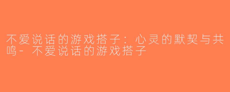 不爱说话的游戏搭子：心灵的默契与共鸣-不爱说话的游戏搭子