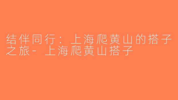 结伴同行：上海爬黄山的搭子之旅-上海爬黄山搭子