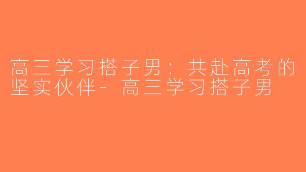 高三学习搭子男：共赴高考的坚实伙伴-高三学习搭子男