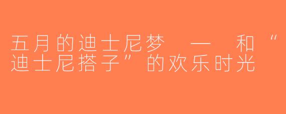 五月的迪士尼梦 — 和“迪士尼搭子”的欢乐时光