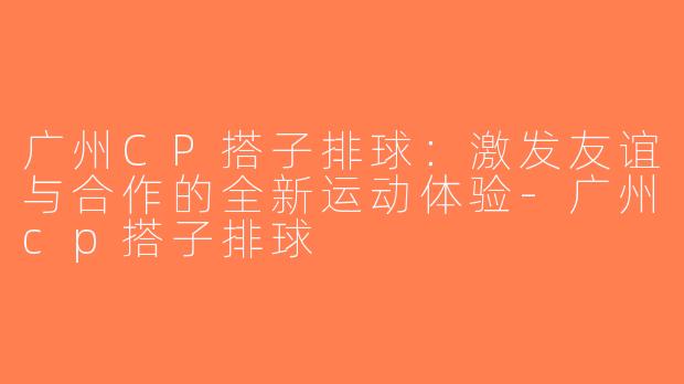 广州CP搭子排球：激发友谊与合作的全新运动体验-广州cp搭子排球