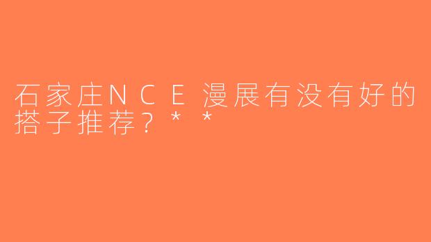 石家庄NCE漫展有没有好的搭子推荐？**