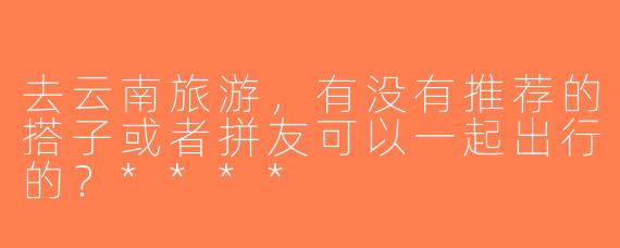 去云南旅游，有没有推荐的搭子或者拼友可以一起出行的？****