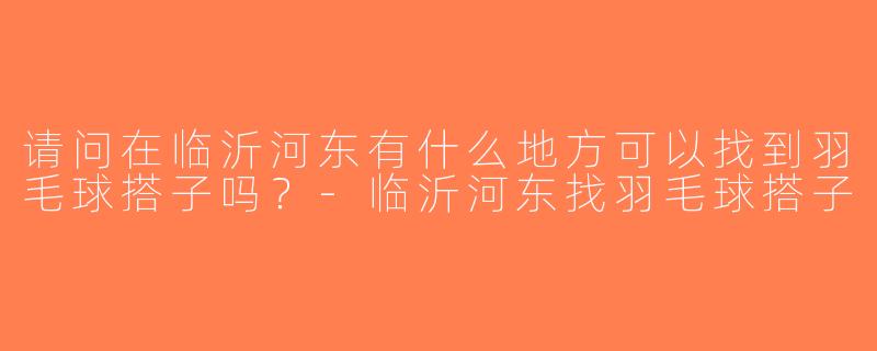 请问在临沂河东有什么地方可以找到羽毛球搭子吗？-临沂河东找羽毛球搭子