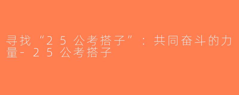 寻找“25公考搭子”：共同奋斗的力量-25公考搭子