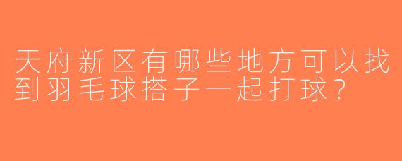 天府新区有哪些地方可以找到羽毛球搭子一起打球？