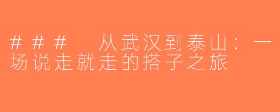 ### 从武汉到泰山：一场说走就走的搭子之旅