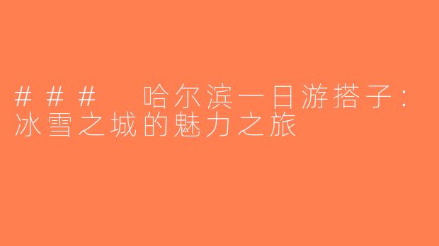 ### 哈尔滨一日游搭子：冰雪之城的魅力之旅