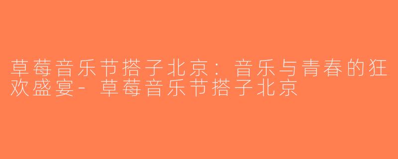 草莓音乐节搭子北京：音乐与青春的狂欢盛宴-草莓音乐节搭子北京