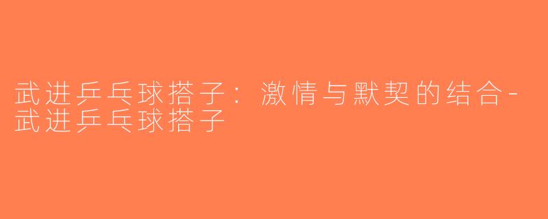 武进乒乓球搭子：激情与默契的结合-武进乒乓球搭子