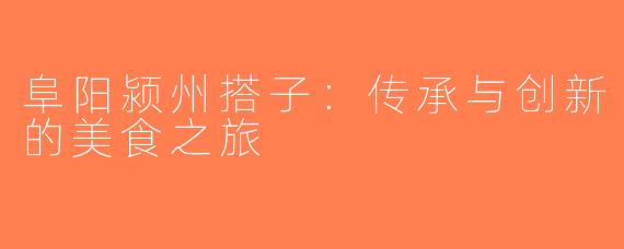 阜阳颍州搭子：传承与创新的美食之旅