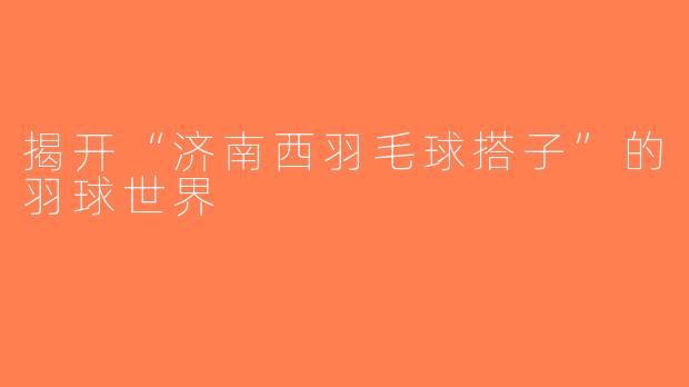 揭开“济南西羽毛球搭子”的羽球世界