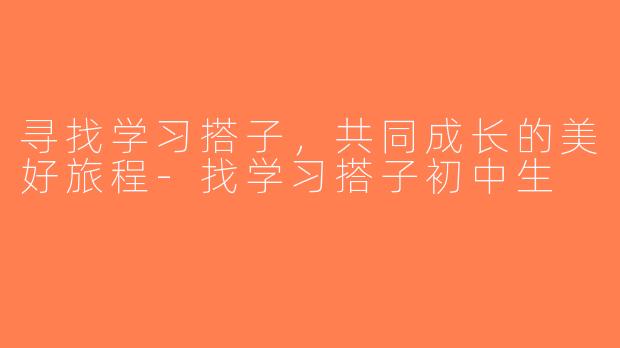 寻找学习搭子，共同成长的美好旅程-找学习搭子初中生