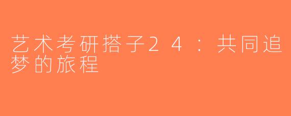艺术考研搭子24：共同追梦的旅程