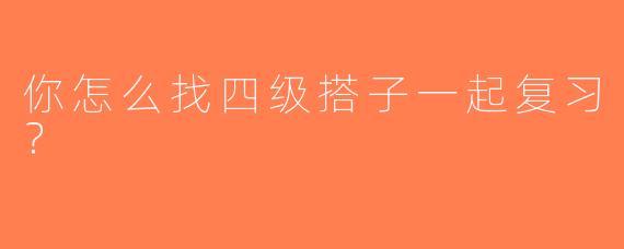 你怎么找四级搭子一起复习？