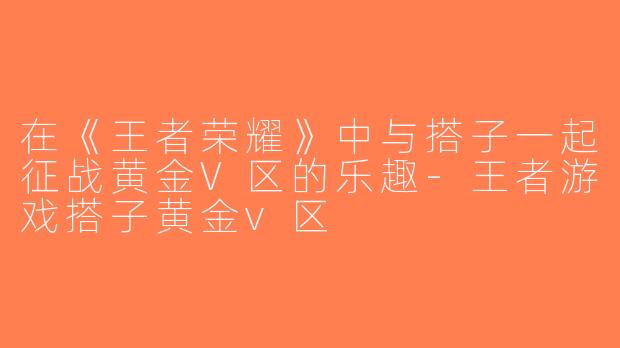在《王者荣耀》中与搭子一起征战黄金V区的乐趣-王者游戏搭子黄金v区