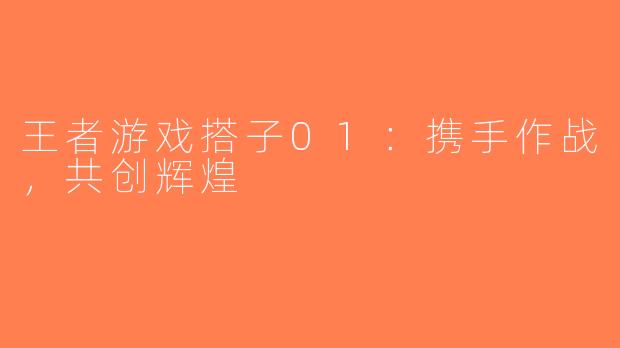 王者游戏搭子01：携手作战，共创辉煌