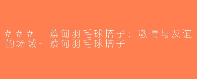 ### 蔡甸羽毛球搭子：激情与友谊的场域-蔡甸羽毛球搭子