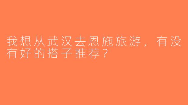 我想从武汉去恩施旅游，有没有好的搭子推荐？