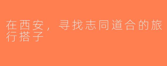 在西安，寻找志同道合的旅行搭子