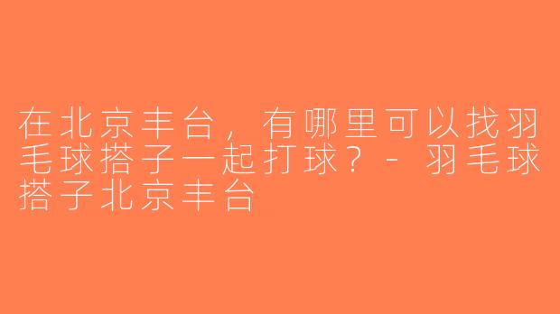 在北京丰台，有哪里可以找羽毛球搭子一起打球？-羽毛球搭子北京丰台