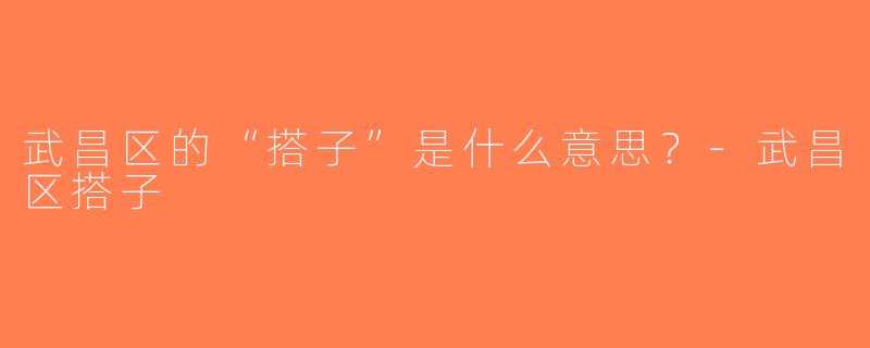 武昌区的“搭子”是什么意思？-武昌区搭子