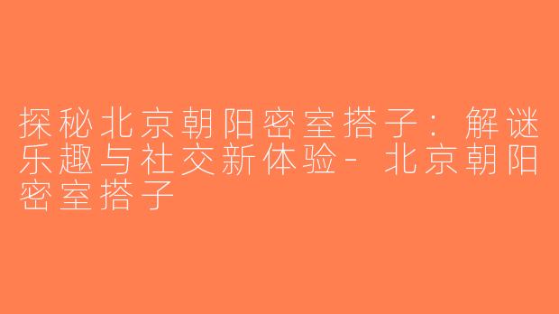 探秘北京朝阳密室搭子：解谜乐趣与社交新体验-北京朝阳密室搭子