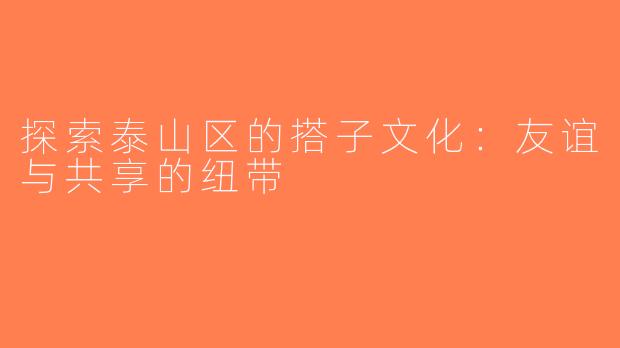 探索泰山区的搭子文化：友谊与共享的纽带