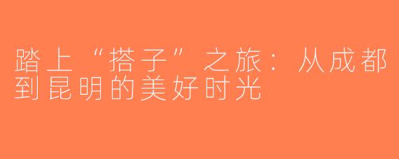 踏上“搭子”之旅：从成都到昆明的美好时光