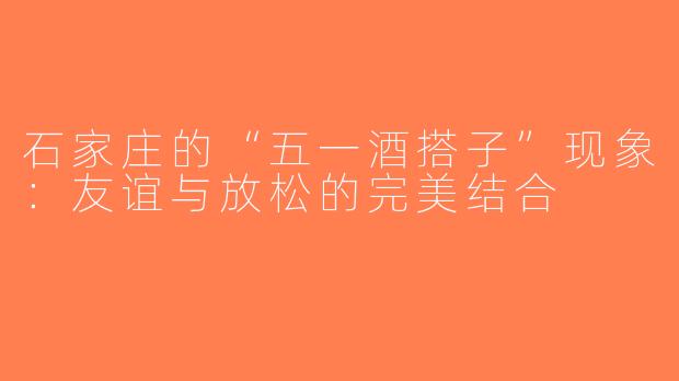 石家庄的“五一酒搭子”现象：友谊与放松的完美结合