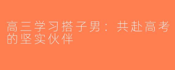 高三学习搭子男：共赴高考的坚实伙伴