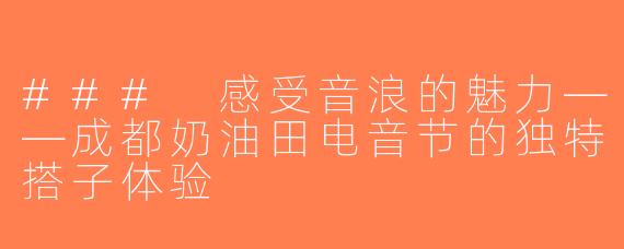 ### 感受音浪的魅力——成都奶油田电音节的独特搭子体验