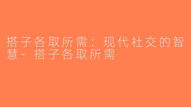 搭子各取所需：现代社交的智慧-搭子各取所需
