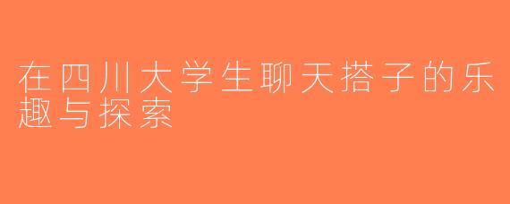 在四川大学生聊天搭子的乐趣与探索
