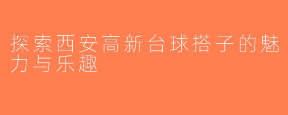 探索西安高新台球搭子的魅力与乐趣