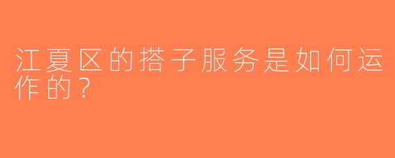 江夏区的搭子服务是如何运作的？