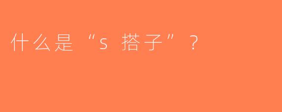 什么是“s搭子”？  