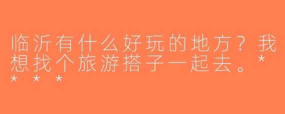 临沂有什么好玩的地方？我想找个旅游搭子一起去。****