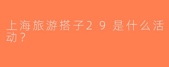 上海旅游搭子29是什么活动？