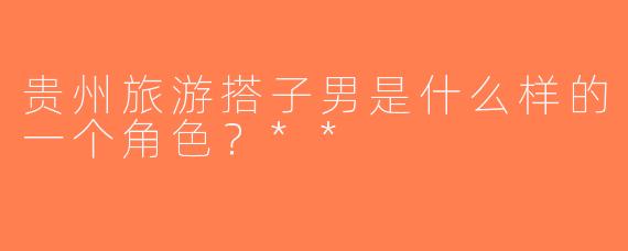 贵州旅游搭子男是什么样的一个角色？**
