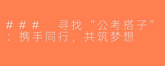 ### 寻找“公考搭子”：携手同行，共筑梦想