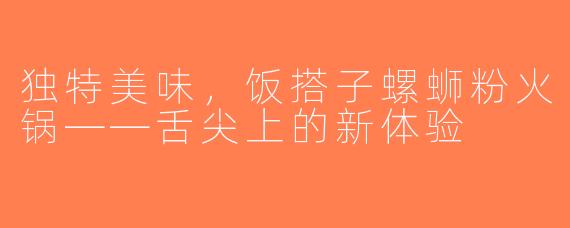 独特美味，饭搭子螺蛳粉火锅——舌尖上的新体验