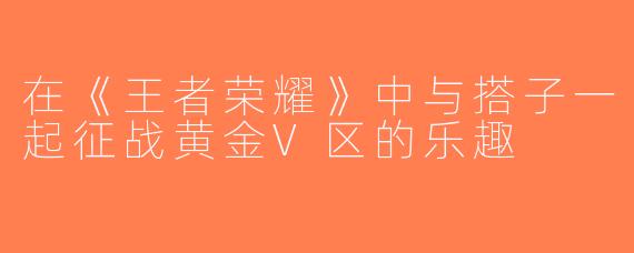 在《王者荣耀》中与搭子一起征战黄金V区的乐趣