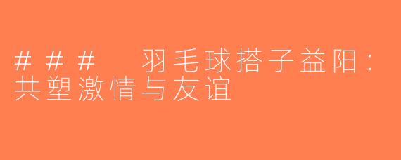 ### 羽毛球搭子益阳：共塑激情与友谊