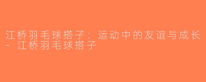 江桥羽毛球搭子：运动中的友谊与成长-江桥羽毛球搭子