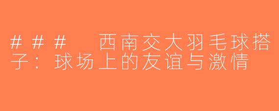 ### 西南交大羽毛球搭子：球场上的友谊与激情