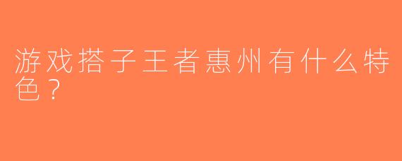 游戏搭子王者惠州有什么特色？