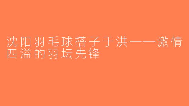 沈阳羽毛球搭子于洪——激情四溢的羽坛先锋