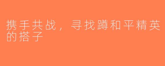 携手共战，寻找蹲和平精英的搭子